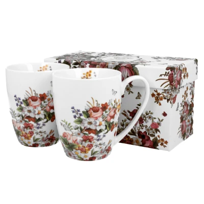 DUO-KPL. DWÓCH KUBKÓW *VINTAGE FLOWERS-WHITE*