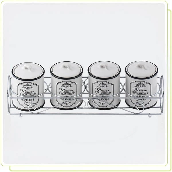 SPL-20030-04CS KPL. 4 POJEMNIKÓW CERAMICZNYCH NA PÓŁCE *PARIS MAISON*