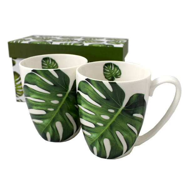 Kubki porcelanowe DUO Monstera 380 ml