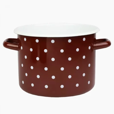 RYB-GARNEK EMALIOWANY 22CM 5,5L BORDOWY KROPKI BIAŁE 1617