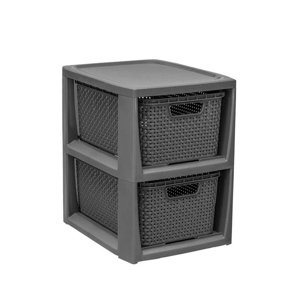 REGAŁ ŁAZIENKOWY SZARY SZAFKA 2 PÓŁKI KOMODA ŁAZIENKOWA RATTAN 32,8cm