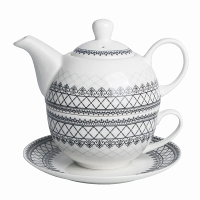 ZESTAW CERAMICZNY CZAJNICZEK Z FILIŻANKĄ 400ML DO HERBATY I KAWY ELEGANCKI