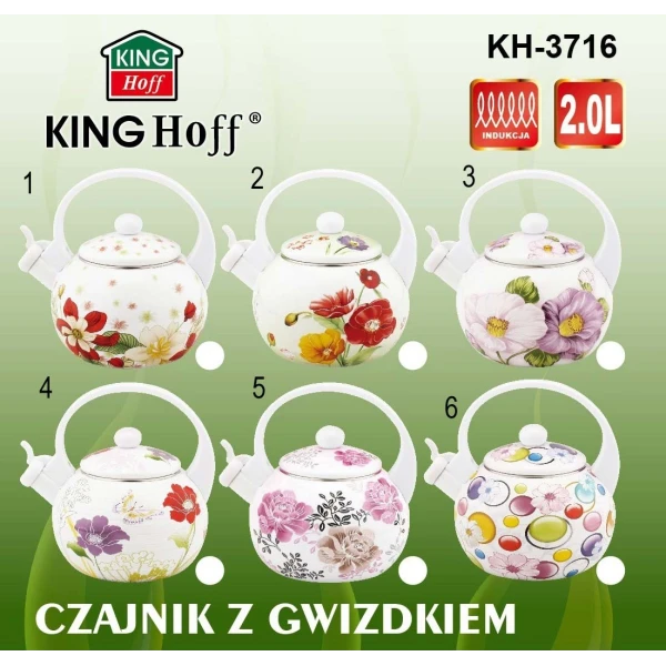 KH-3716 CZAJNIK EMALIOWANY KWIATY 2L
