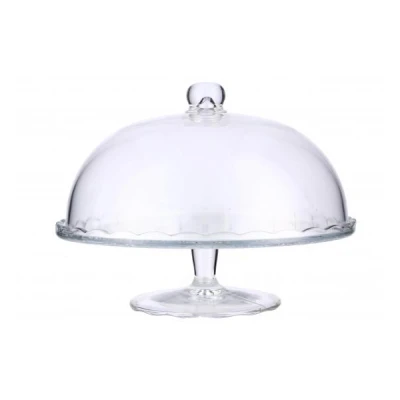 PATERA NA CIASTO OWOCE TORT CIASTKA SZKLANA Z KLOSZEM Z POKRYWĄ DUŻA 29 CM
