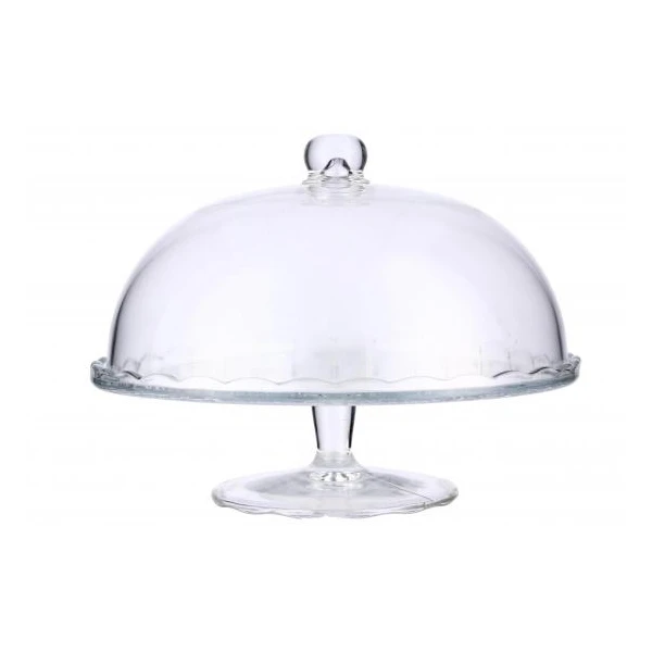 PATERA NA CIASTO OWOCE TORT CIASTKA SZKLANA Z KLOSZEM Z POKRYWĄ DUŻA 29 CM