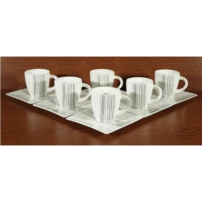 DUO-KPL. 6 FILIŻANEK+SPODEKI MOCCA*SILVER