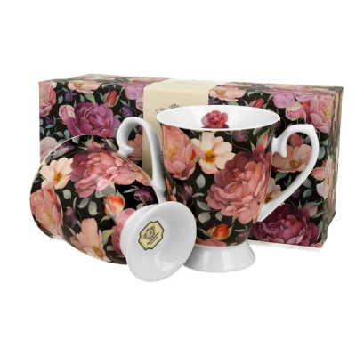 Kubki porcelanowe DUO Spring Roses Black 0,3 l