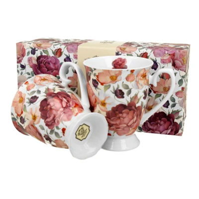 Komplet 2 kubków DUO Spring Roses White 0,6 l