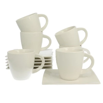 DUO-KPL. 6 FILIŻANEK + SPODKI MOCCA *WHITE*