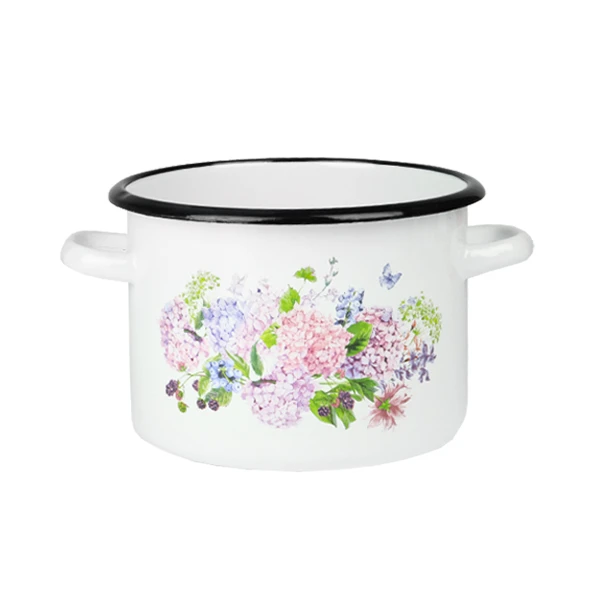 Garnek emaliowany Emalia Rybnik Hortensja 22 cm 5,5 l