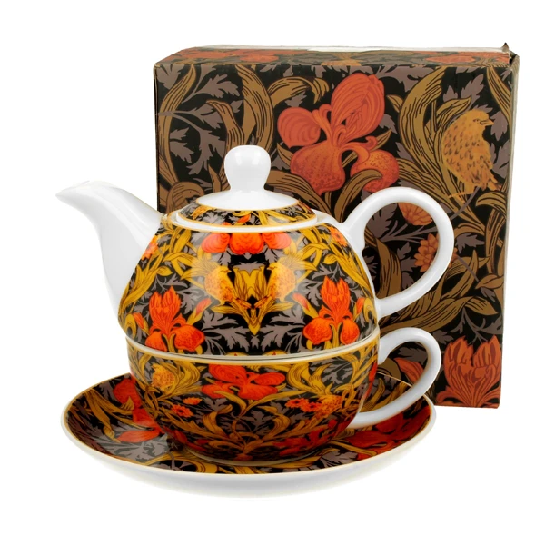 DUO-DZBANEK PORCELANOWY DO HERBATY Z ZAPARZACZEM  *W.M.-ORANGE IRISES*
