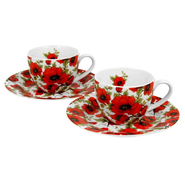 DUO-KOMPLET FILIŻANEK 2+2 ZE SPODKAMI 280ML *LINA*