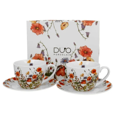 DUO-KOMPLET FILIŻANEK 2+2 ZE SPODKAMI WILD BIRD