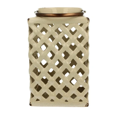Lampion ceramiczny DUO 26 cm kremowy