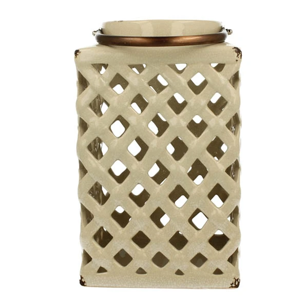 Lampion ceramiczny DUO 26 cm kremowy