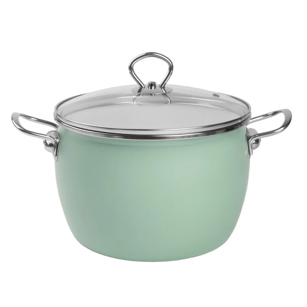 GARNEK EMALIOWANY OKUWANY 22CM 5L ZESTAW Z POKRYWKĄ ZIELONY GAZ INDUKCJA