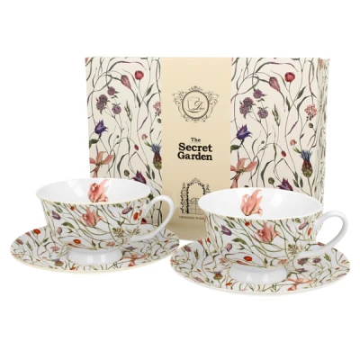 DUO-KOMPLET FILIŻANEK 2+2 ZE SPODKAMI ROYAL *FLOWER MEADOW*
