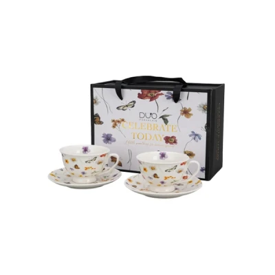 Filiżanki porcelanowe Duo Kwiaty Royal Margaret 250 ml 2 szt.