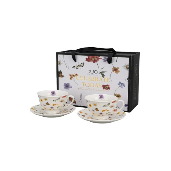 Filiżanki porcelanowe Duo Kwiaty Royal Margaret 250 ml 2 szt.