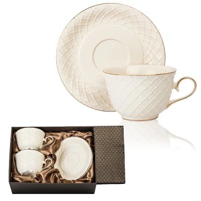 Komplet filiżanek porcelanowych Veroni Amber 280 ml