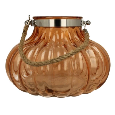 DUO-LAMPION SZKLANY OKRĄGŁY 31,5X22CM POMARAŃCZ