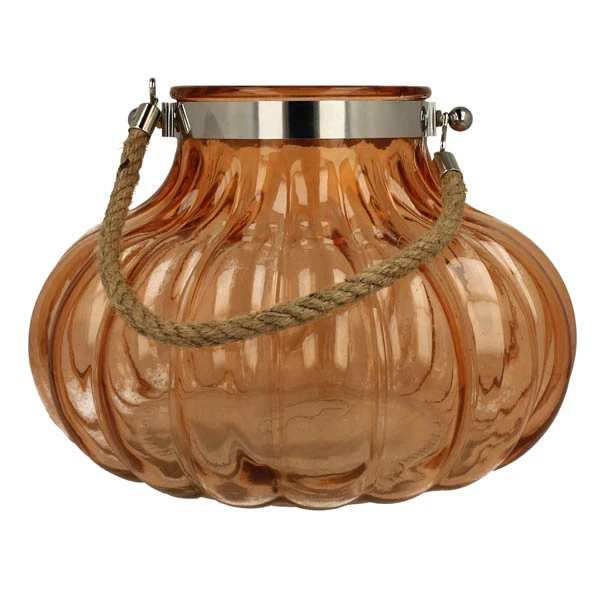 DUO-LAMPION SZKLANY OKRĄGŁY 31,5X22CM POMARAŃCZ