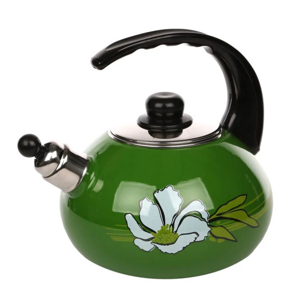 CZAJNIK EMALIOWANY *PYZA* 2,5L ZIELEŃ/KWIAT