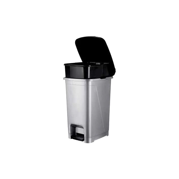 KOSZ NA ŚMIECI Z PEDAŁEM 40L 0153 SREBRNY
