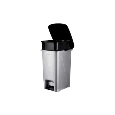 KOSZ NA ŚMIECI Z PEDAŁEM 40L 0153 SREBRNY
