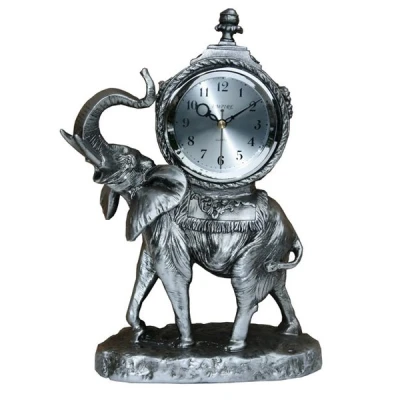 ZEGAR ZEGAREK KOMINKOWY DEKORACYJNY STOJĄCY CERAMICZNY 33,5CM RETRO SREBRNY