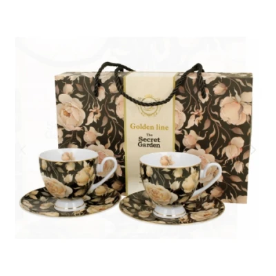 Komplet filiżanek Duo English Roses Black 0,44 l