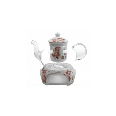 DUO-SZKLANY DZBANEK NA PORCELANOWYM PODGRZEWACZU *SECESJA*