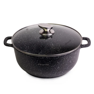 GARNEK MARMUROWY Z POKRYWKĄ 28CM 6,5L NIEPRZYWIERAJĄCY NON-STICK KAMILLE