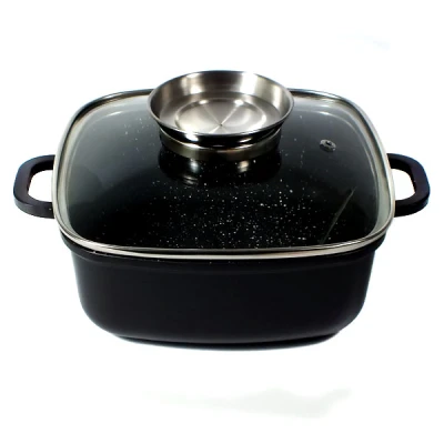 KH-3970 GARNEK 28*28*11CM Z POWŁOKĄ MARMURKOWĄ 5,5L