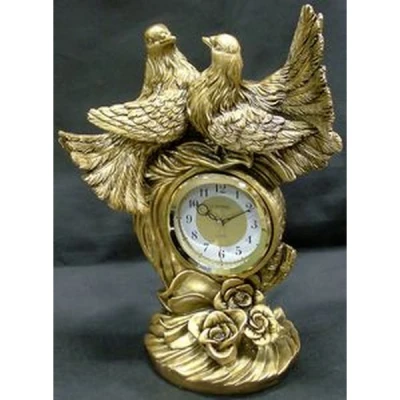 ZEGAR ZEGAREK KOMINKOWY DEKORACYJNY STOJĄCY CERAMICZNY 32CM RETRO ZŁOTY