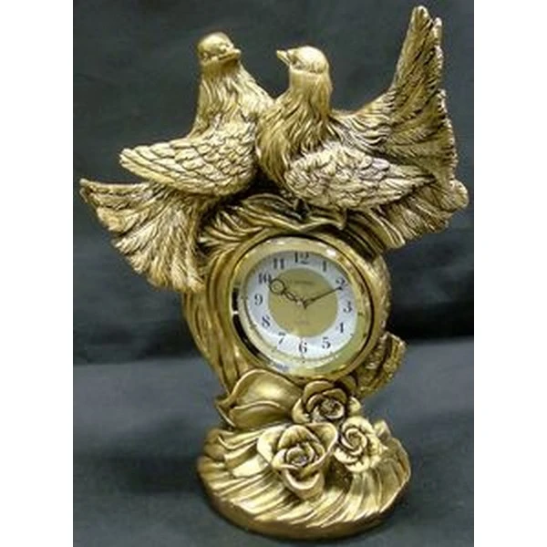 ZEGAR ZEGAREK KOMINKOWY DEKORACYJNY STOJĄCY CERAMICZNY 32CM RETRO ZŁOTY