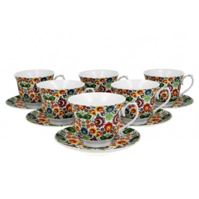 Komplet filiżanek porcelanowych DUO Łowicz 0,25 l
