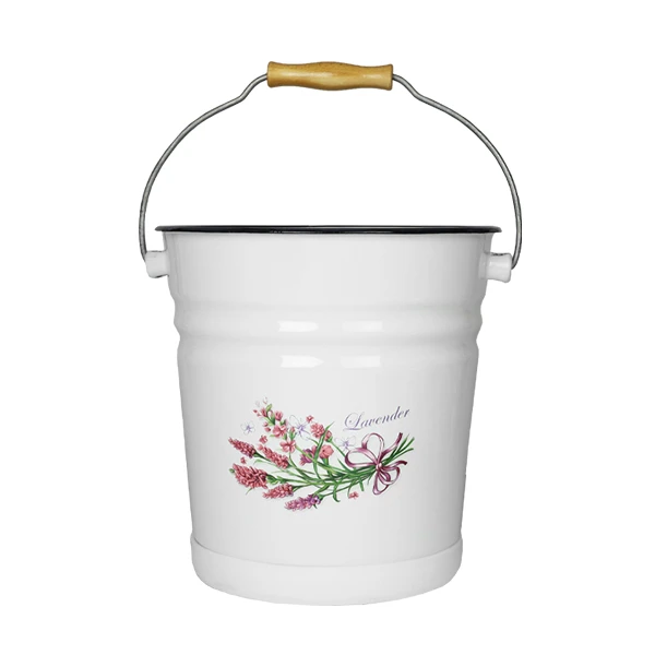 RYB-WIADRO EMALIOWANE 28CM ZDOBIONE 12L LAWENDA 1324