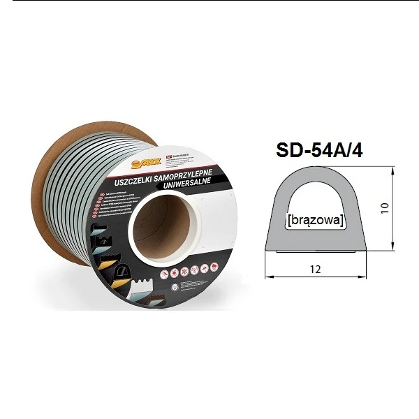 Uszczelka samoprzylepna Stomil Sanok SD-54 12x10 brąz 50 m
