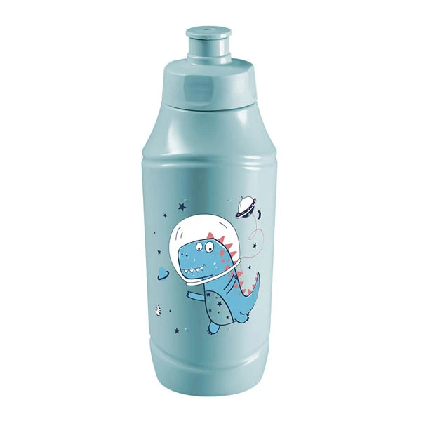 BIDON DLA DZIECI 350ML NIEBIESKI Z MOTYWEM DINOZAURÓW I KOSMOSU