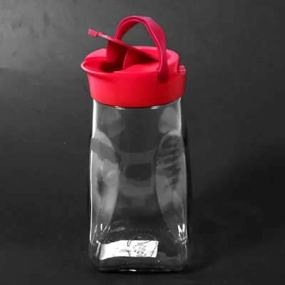 Słoik kwadratowy szklany z kolorową pokrywą 1,5 l