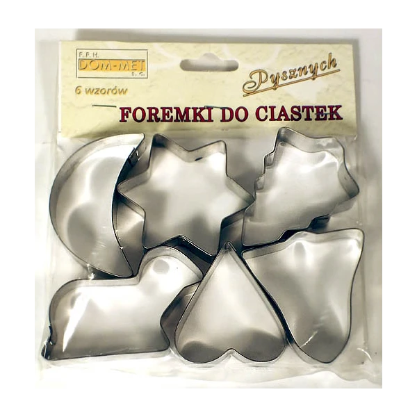 METALOWE FOREMKI DO CIASTECZEK CIAST 6 SZT RÓŻNE KSZTAŁTY ZESTAW