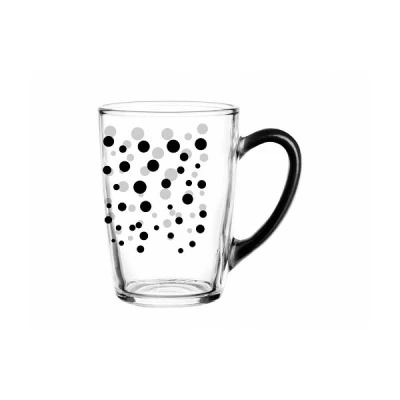 Kubek szklany GLA Lena/Ala 300 ml kropki + ucho czarne